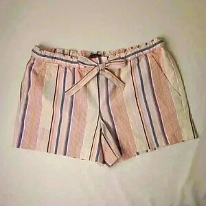 Loft Shorts Size XS Pull-on Mid Rise 3" Long Multi Colored Striped 100% Cotton